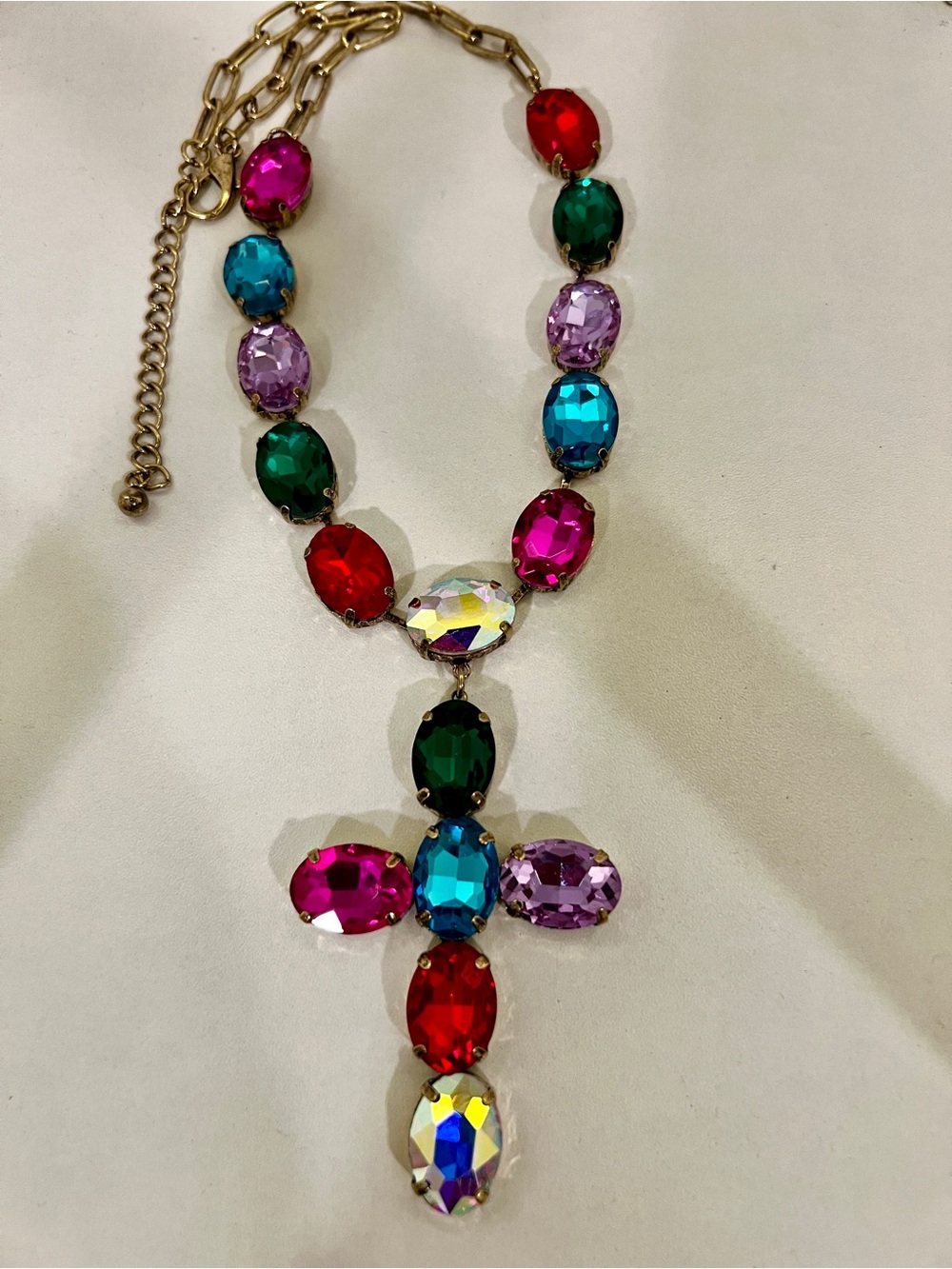 ATG Alice in Dallas Multicolor Crystal Cross Statement Necklace